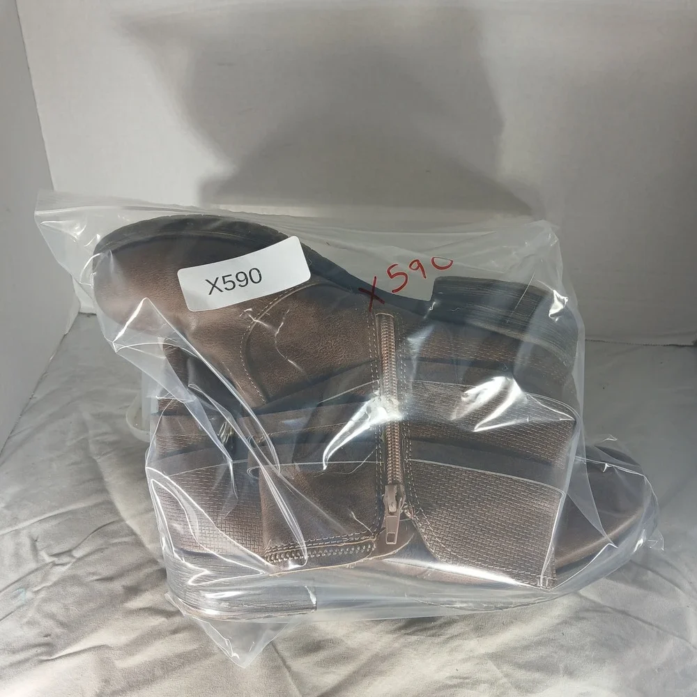 Maurice Cameron Ankle Boots 10 Brown Moto Strappy Textured Boots Boho Distressed